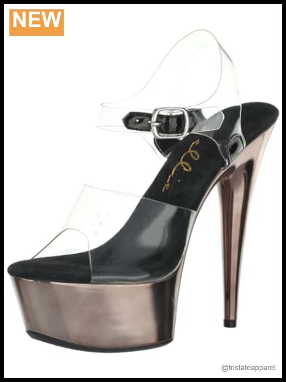 Chrome Plated Platform Sandal Ankle Strap Stiletto Heel